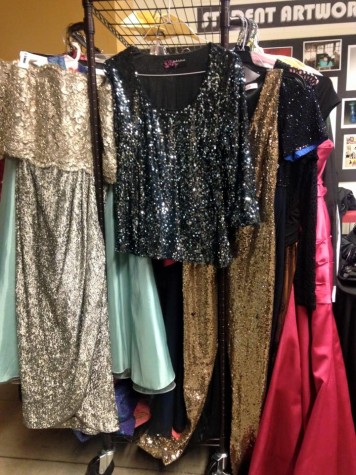 Some of the prom clothes HCC students donate for Mia's Closet. 