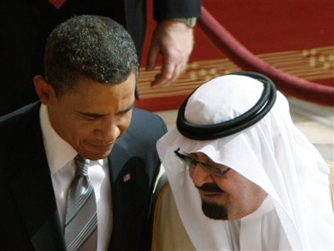 June 3, 2009 file photo, King Abdullah of Saudi Arabia, right, speaks with U.S. President Barack Obama.