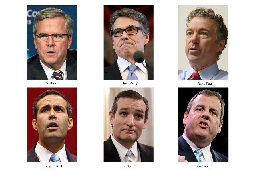 This combo of 2015 file photos, from top left clockwise, shows former Florida Gov. Jeb Bush, former Texas Gov. Rick Perry, Kentucky Sen. Rand Paul, New Jersey Gov. Chris Christie, Texas Sen. Ted Cruz and Texas Land Commissioner George P. Bush, bottom right. Texas doesnt open the voting in presidential campaigns like Iowa and New Hampshire do, but the 2016 Republican race already feels well underway in Americas largest conservative state. Texas plan to hold its 2016 primary on March 1 means that only the traditional two early voting states, along with South Carolina and Nevada, would predate it.