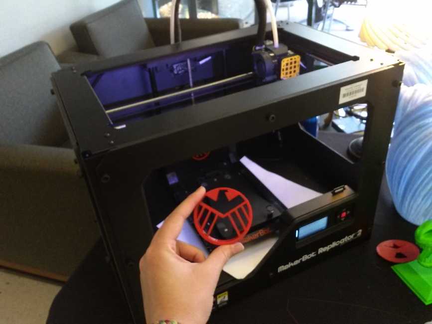 This Agents of Shield logo was printed on the MakerBot in the South hallway of the Stafford campus Scarcella center. 