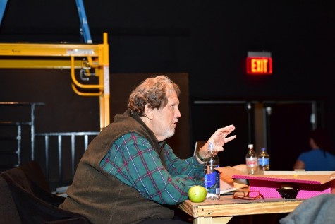 Director John Corley give last words of encouragement to the cast before the the last dress rehearsal Nov 17 at HCC Southwest production of Shakespeare's "The Comedy of Errors". 