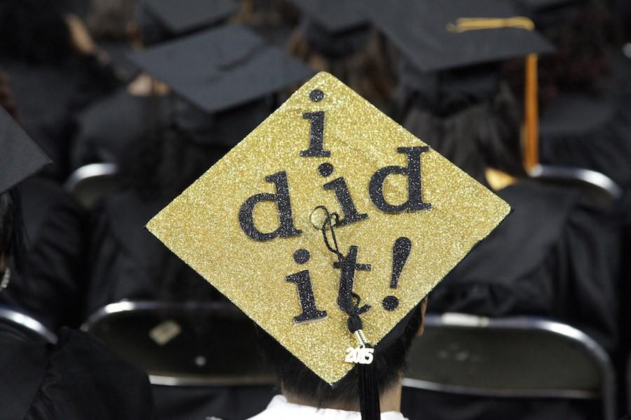 I did it! A Houston Community College class of 2015 graduate decorated their cap at the graduation ceremony in May 2015. This years commencement is set for May 14 at 9 am.