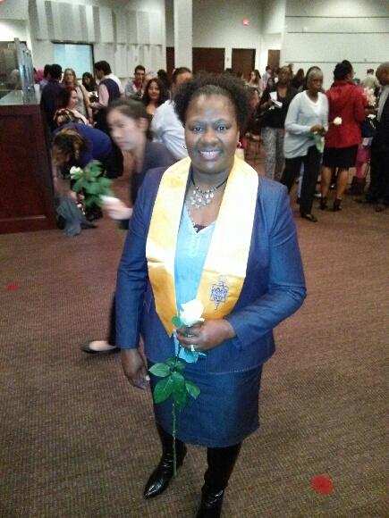 Mona Mosley at her Houston Community College Phi Theta Kappa Honor Society induction ceremony. 