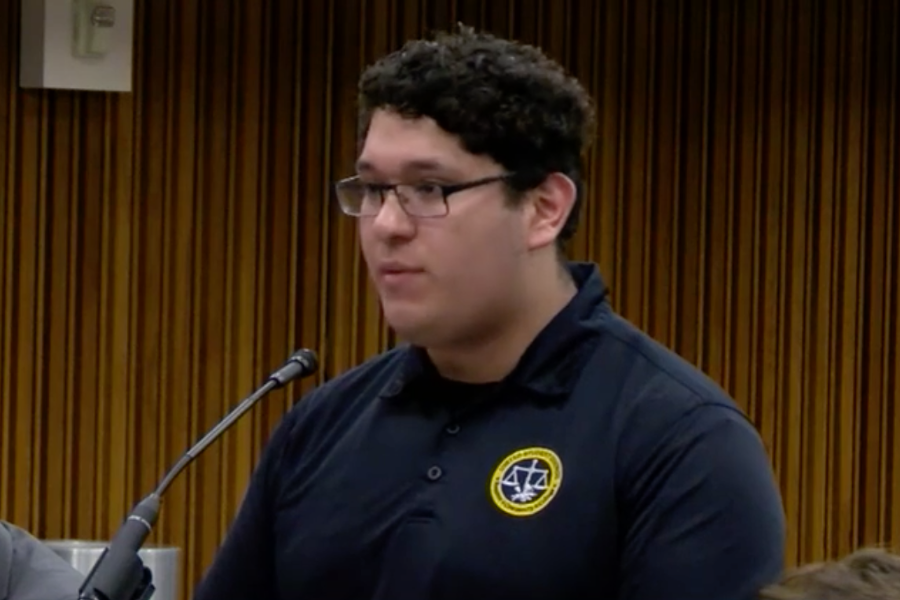 HCC student Josue Rodriguez called out Trustee Dave Wilson for his anti-LGBT remarks.

