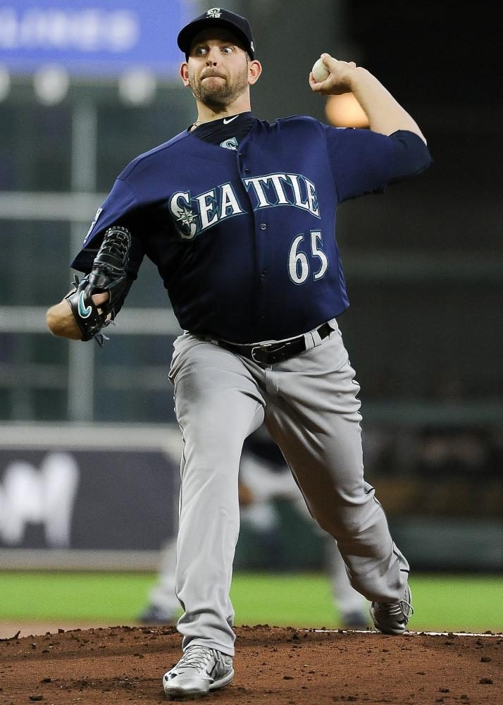 Seattle Mariners starting pitcher James Paxton delivers during the first inning. (AP Photo/Eric Christian Smith)