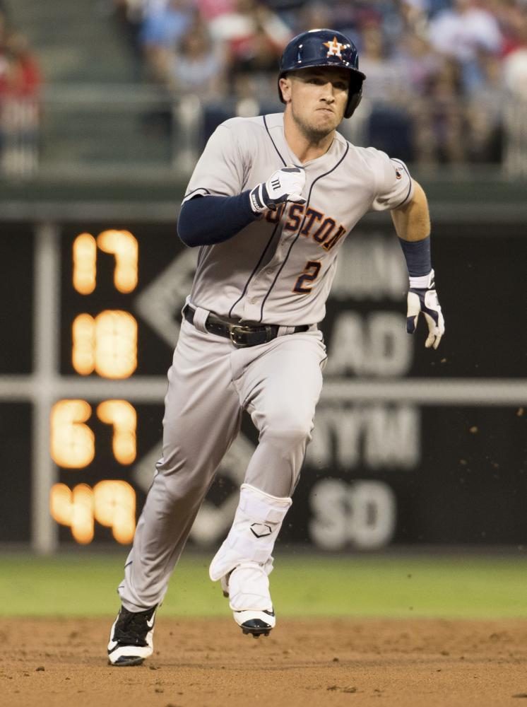 Alex Bregman running to third in the 3rd inning. (AP Photo/Chris Szagola)