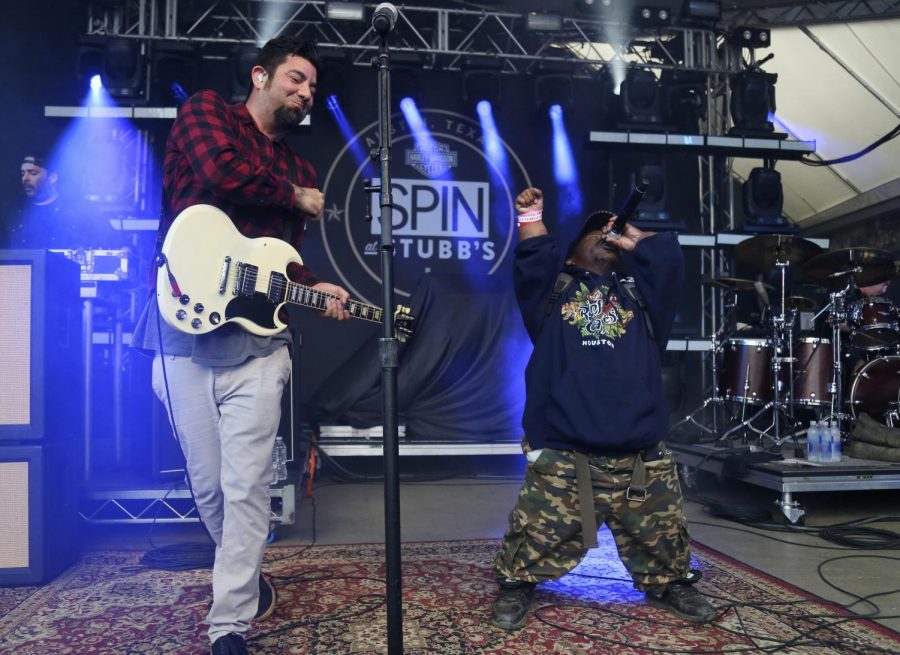 In this March 18, 2016, photo Bushwick Bill, right, joins Deftones Chino Moreno onstage at the SPIN Party at Stubbs during the South by Southwest Music Festival in Austin, Texas. A publicist for rapper Bushwick Bill says the founder of the iconic Houston rap group the Geto Boys has died. Bill’s publicist, Dawn P., told The Associated Press that the rapper died Sunday, June 9, 2019, at a Colorado hospital. 