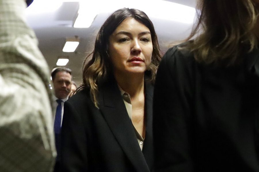 Miriam Haley arrives at court for Harvey Weinsteins sentencing, in New York, Wednesday, March 11, 2020.  Weinstein faces a minimum of 5 years and a maximum of 29 years in prison for raping an aspiring actress in 2013 and forcibly performing oral sex on a TV and film production assistant in 2006. A second criminal case is pending in California. 