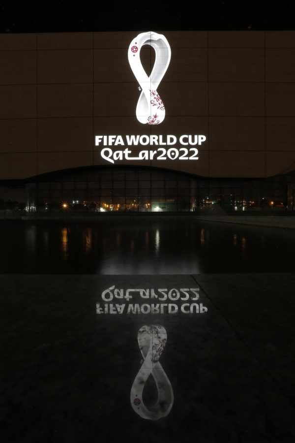 The 2022 Qatar World Cup logo is projected on the opera house of Algiers, Tuesday Sept.3, 2019. Flashed on big screens and projected onto landmarks worldwide, the 2022 Qatar World Cup logo was revealed Tuesday with a design that reflects both the tournaments compact infrastructure and winter schedule. 