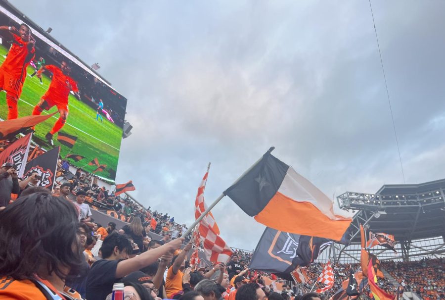 Hustle+Town+supporters+preparing+to+cheer+Dynamo+players+on+April+8%2C+2023