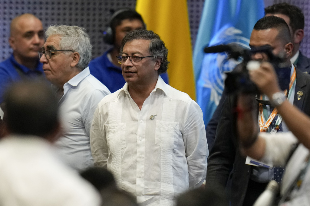 Colombia's President Gustavo Petro arrives at the opening ceremony of COP16, a United Nations' biodiversity conference, in Cali, Colombia, Oct. 20, 2024. 