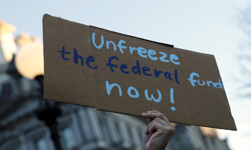 Protests around the freeze spark outrage as many fear federal programs would be cut.