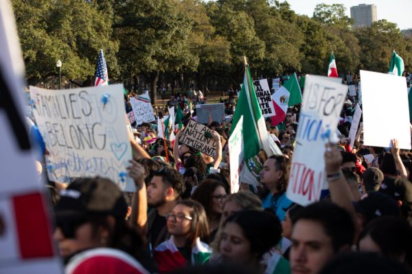 Immigration rights protesters in Houston chanted "si se puede" throughout the march on Sunday, Feb 2 2025