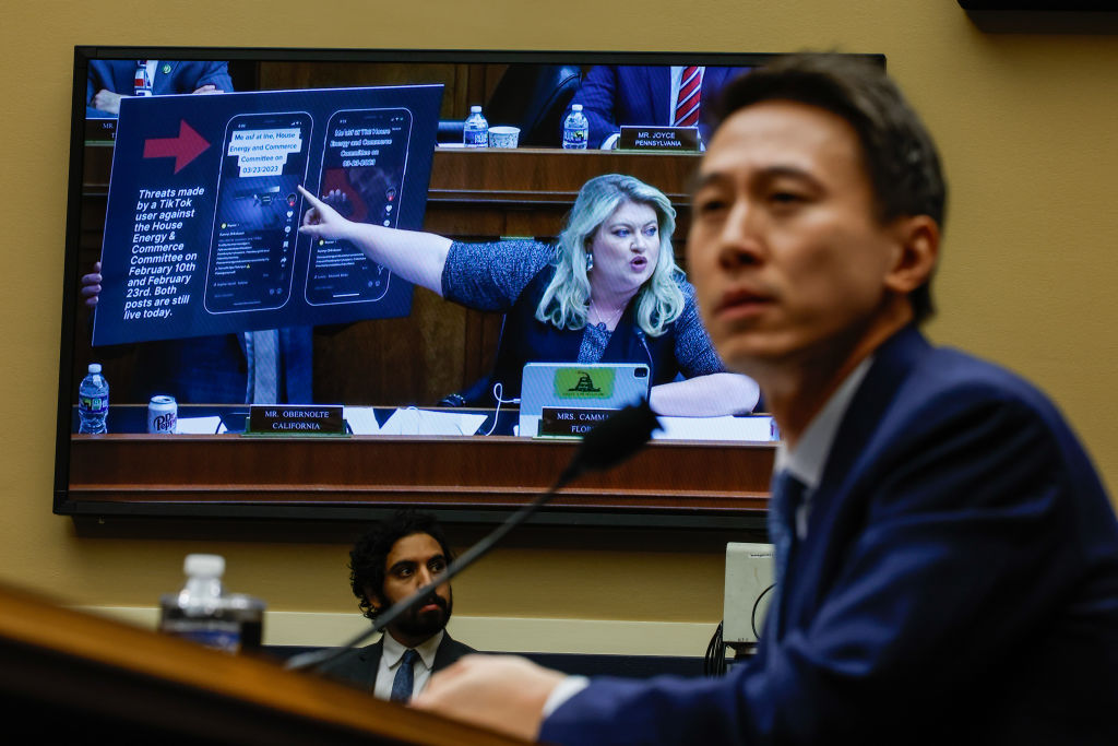 WASHINGTON, DC - MARCH 23: TikTok CEO Shou Zi Chew takes questions from Rep. Some local, state, and federal government agencies banning the use of TikTok, citing concerns about national security. 