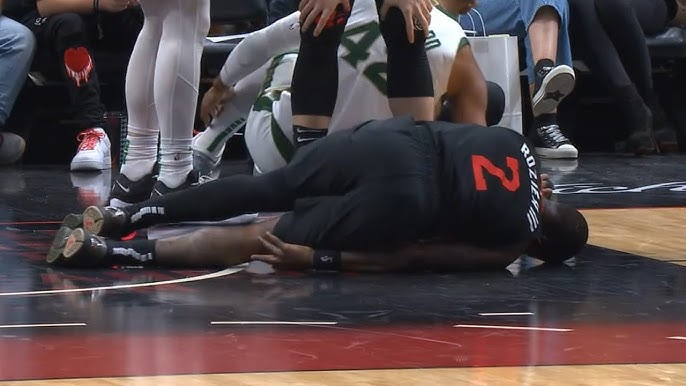 Terry Rozier suffers a leg injury in 2024.