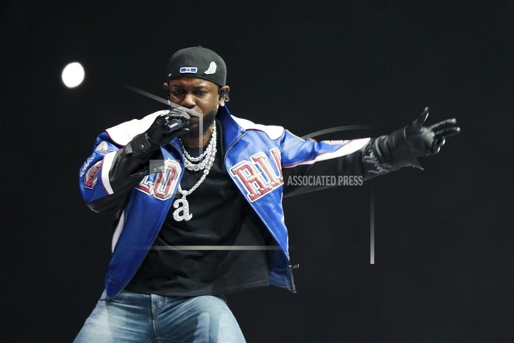 Kendrick Lamar performs during halftime of the NFL Super Bowl 59 football game between the Kansas City Chiefs and the Philadelphia Eagles, Feb. 9, 2025, in New Orleans.