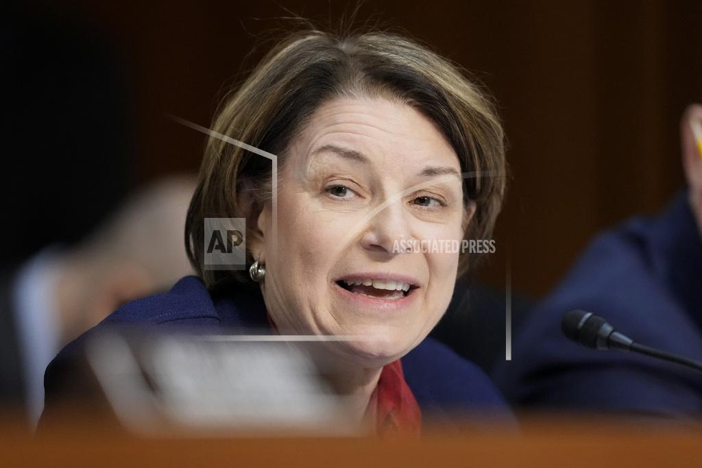Sen. Amy Klobuchar, D-Minn., speaks during a confirmation hearing before the Senate Judiciary Committee for Kash Patel, President Donald Trump's choice to be director of the FBI, at the Capitol in Washington, Jan. 30, 2025.