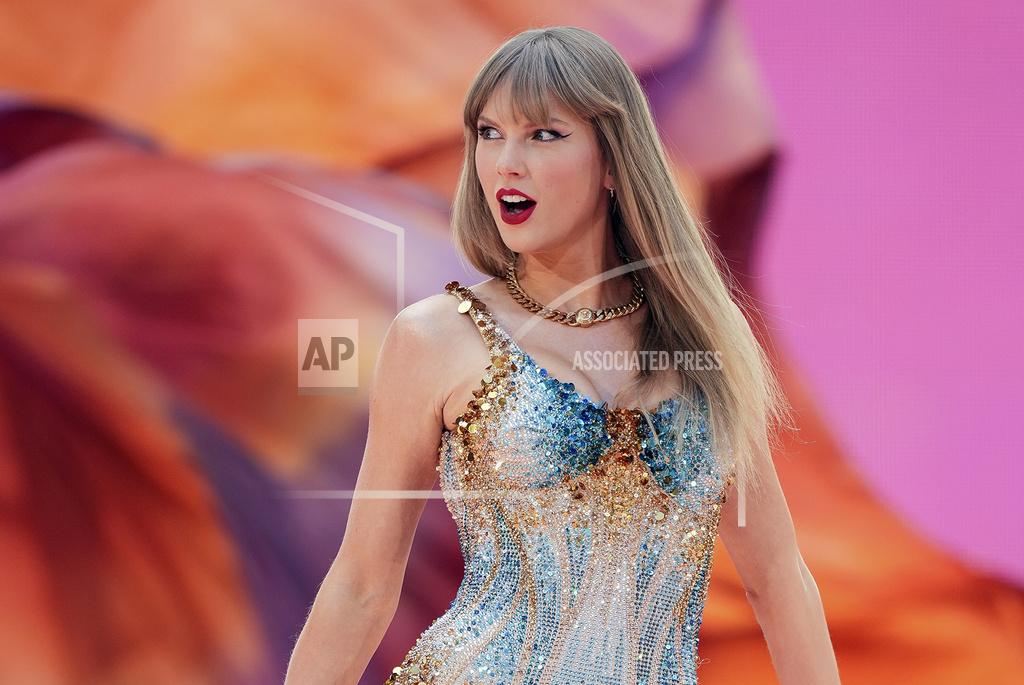 Taylor Swift performs at Wembley Stadium as part of her Eras Tour June 21, 2024, in London. 