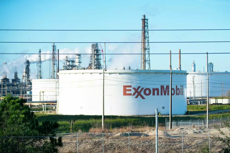 This 2021 photo shows ExxonMobil’s refinery on Thursday, Dec. 23, 2021 in Baytown, Texas. A different building, the 10-story "White House" ExxonMobil building, will be demolished Saturday. 
