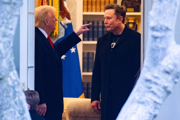 Donald Trump and Elon Musk in March..