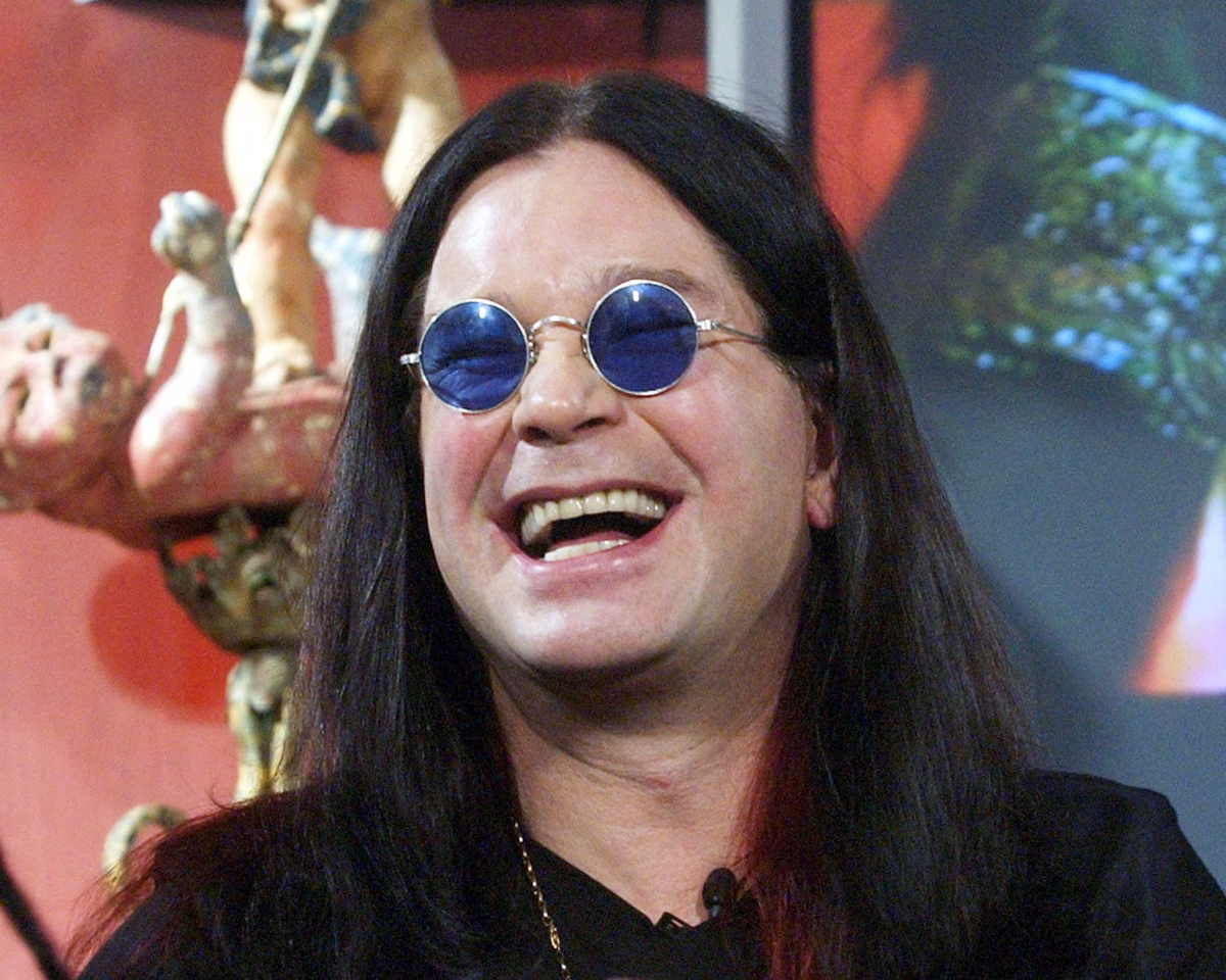 Ozzy Osbourne speaks to reporters at a news conference at his Beverly Hills home, on 18 February 2003. He has died aged 76. 