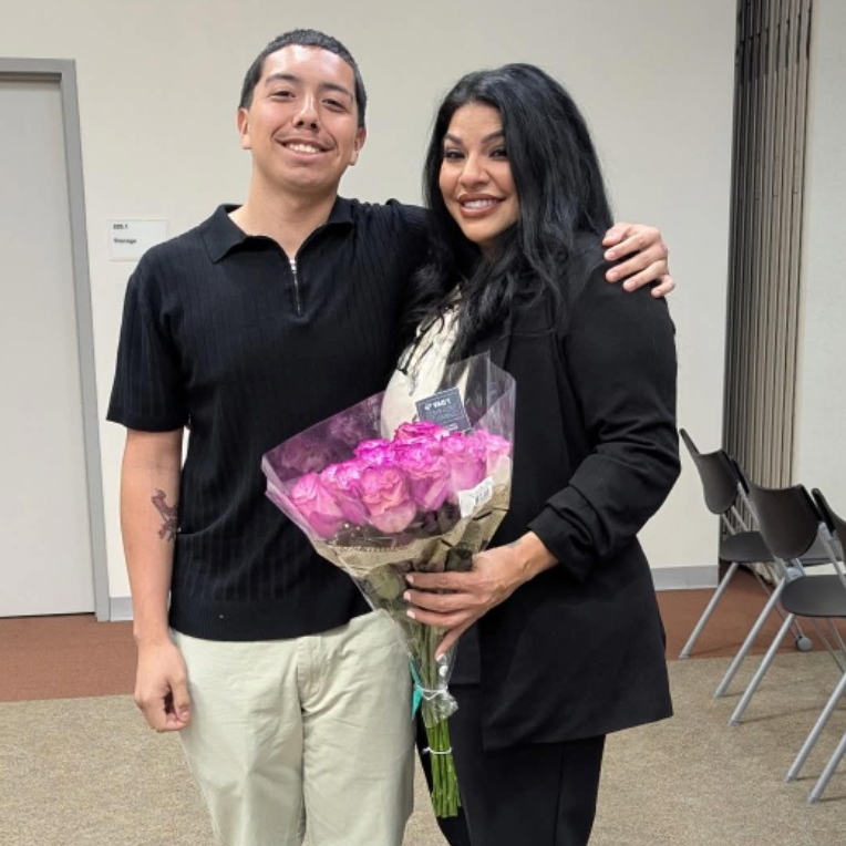 Rebekah Limas (right) celebrates her graduation from the Public Safety Telecommunicator Program at Houston Community College with her nephew, Rafael A. Limas, a graduate of HCC’s Basic Fire Protection program.