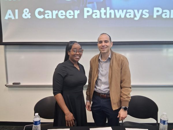 Angela Stewart and Dr. Samir Saber from Career Services.